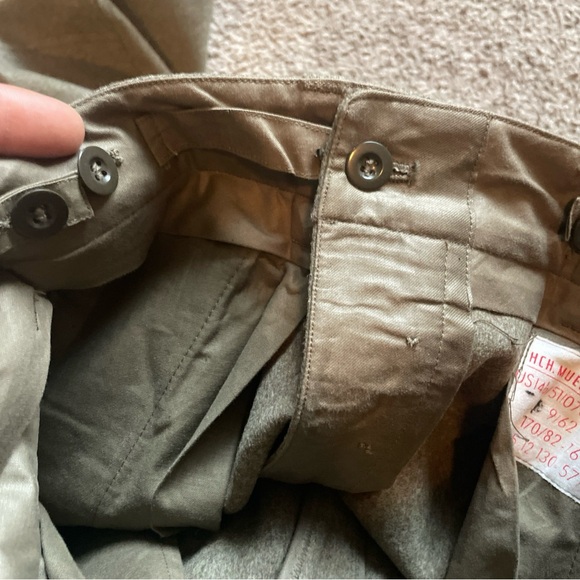 NWT 1962 COLD WAR German Wool Cargo Pants Military Style Olive Green Sz 34x29.5 - Picture 13 of 16